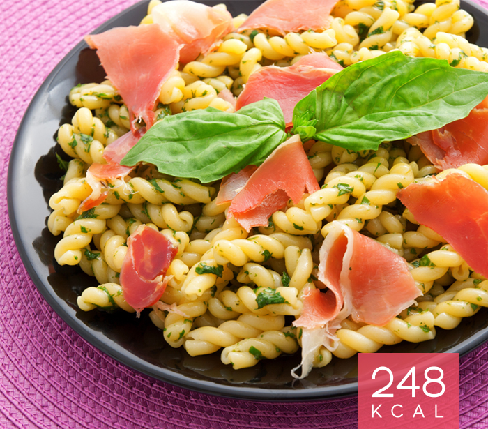 Fusilli com presunto no forno Fusilli com presunto no forno